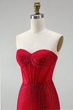 Vestido Curto de Regresso ao Casal, Corset Bodycon Bodycon Vermelho e Borda nas Costas