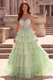 Vestido de Baile de Finalista Longo de Chiffon Verde Claro com Folhos Com Folhos Verde Claro