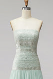 Vestido de baile de finalistas plissado em chiffon A-Line Strapless com contas