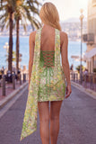 Vestido de Regresso a Casa com Espartilho Bodycon Bodycon Sweetheart Corset, Lantejoulas, com lenço no pescoço