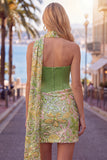 Vestido de Regresso a Casa com Espartilho Bodycon Bodycon Sweetheart Corset, Lantejoulas, com lenço no pescoço