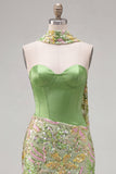 Vestido de Regresso a Casa com Espartilho Bodycon Bodycon Sweetheart Corset, Lantejoulas, com lenço no pescoço