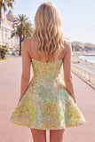 Espartilho verde A-Line Vestido Curto de Finalistas