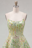 Espartilho verde A-Line Vestido Curto de Finalistas