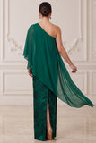 Vestido Maxi de Mãe da Noiva, Maxi Mãe da Noiva com Capa de Cetim Verde Escuro Verde Escuro e Capa
