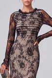 Vestido formal longo em renda de sereia floral preta