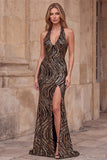 Vestido de baile de finalistas pretas com decote em V com decote em V, vestido de baile longo com fenda lateral alta