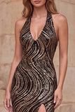 Vestido de baile de finalistas pretas com decote em V com decote em V, vestido de baile longo com fenda lateral alta