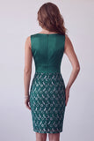 Vestido de cocktail Midi Bodycon Verde Verde Escuro de Cetim com Decote em V, Renda e Franzido
