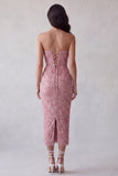 Vestido de cocktail longo cor-de-ferro Pink Sequins Bodycon Bodycon com Fenda nas Costas