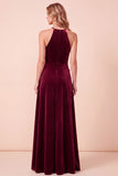 Vestido formal longo de veludo A-Line A-Line em veludo 3D flor com bordas