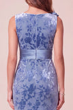 Vestido formal longo de veludo assimétrico em veludo em veludo de sereia azul com decote assimétrico e flor 3D