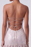 Vestido de finalista Vestido de Baile de finalistas Blush Blush Stripless Sem Alças, com Folhos de Fechadura, Com Abertura Lateral