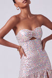 Vestido de finalista Vestido de Baile de finalistas Blush Blush Stripless Sem Alças, com Folhos de Fechadura, Com Abertura Lateral