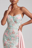 Vestido longo de baile de finalistas com lantejoulas de sereia verde claro bordado e drapeado
