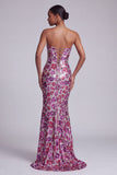 Vestido de baile longo de sereia em rede transparente em rede transparente com lantejoulas