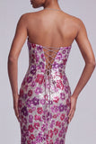 Vestido de baile longo de sereia em rede transparente em rede transparente com lantejoulas