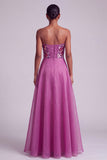 Lantejoulas Fúcsia Vestido de Baile Floral Strapless A-Line em Chiffon