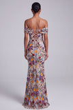 Vestido comprido de baile cinzento claro com lantejoulas florais com lantejoulas