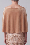 Vestido de Mãe da Noiva Vestido de Champanhe Alto Baixo Veludo Franzido