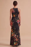 Vestido de Convidado de Casamento Maxi Keyhole Estampado a Preto