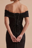 Vestido de convidado de casamento maxi preto bordado no ombro