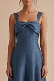 Vestido de Convidados Midi Twilight Twilight A-Line com Decote Quadrado e Laço