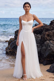 Vestido de Noiva Maxi de Cetim com Fita de Espartilho Branco Linha A