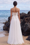 Vestido de Noiva Maxi de Cetim com Fita de Espartilho Branco Linha A