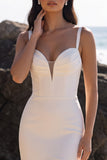 Espartilho de Tulle de Sereia Branca Vestido Midi Franzido de Coração