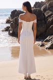 Vestido de Noiva Maxi de Sereia Branca com Ombros Descobertos e Renda