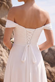 Vestido de Noiva Midi de Chiffon Franzido em linha A com linha em A
