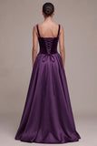 Vestido Maxi Veludo de Veludo Maxi com decote quadrado de decote quadrado em linha A, plum A-Line