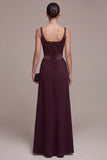 Vestido formal Maxi de espartilho bordô com bainha e decote quadrado franzido Maxi com renda