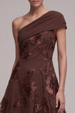 Vestido Formal Maxi A-Line A-Line Assimétrico de Um Ombro