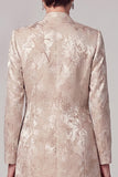 Vestido de mãe da noiva, Jacquard de 2 peças, decote redondo, de 2 peças, com casaco