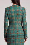 Vestido de trabalho Midi de Duas Peças, Xadrez Verde