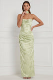 Vestido de Dama de Honor Maxi Estampado Verde Menta