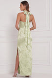 Vestido de Dama de Honor Maxi Estampado Verde Menta