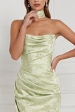 Vestido de Dama de Honor Maxi Estampado Verde Menta