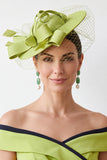 Chapéu Fascinator de Rede de Gaiola de Pássaros Sinamay Verde