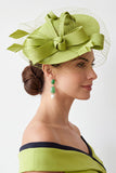 Chapéu Fascinator de Rede de Gaiola de Pássaros Sinamay Verde