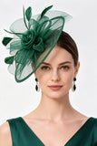 Chapéu Fascinator de Rede de Flor de Crinolina de Champanhe com Penas