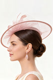 Chapéu Fascinator de Rede de Flor de Crinolina de Champanhe com Penas