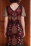 Vestido dos anos 1920 com decote em V, lantejoulas com decote em V, em forma de almasco,