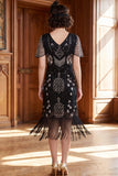 Vestido dos anos 1920 com decote em V, lantejoulas com decote em V, em forma de almasco,