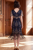 Vestido dos anos 1920 com decote em V, lantejoulas com decote em V, em forma de almasco,