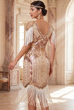 Lantejoulas de decote em V em damasco Vestido Midi Flapper dos anos 1920 com franjas