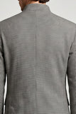 Blazer de baile masculino de finalistas com gola vertical cinzenta e abotoamento duplo