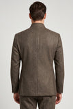 Blazer de baile masculino Stand Collar Brown Slim Fit